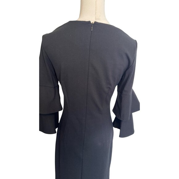 J.McLaughlin XS Black Bell Tiered Sleeve Dress Rayon Blend Womens Elegant Style - Picture 7 of 12